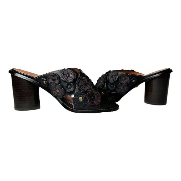 Coach Brown Leather Tea Rose Mule Sandals - EUC - Picture 2 of 8